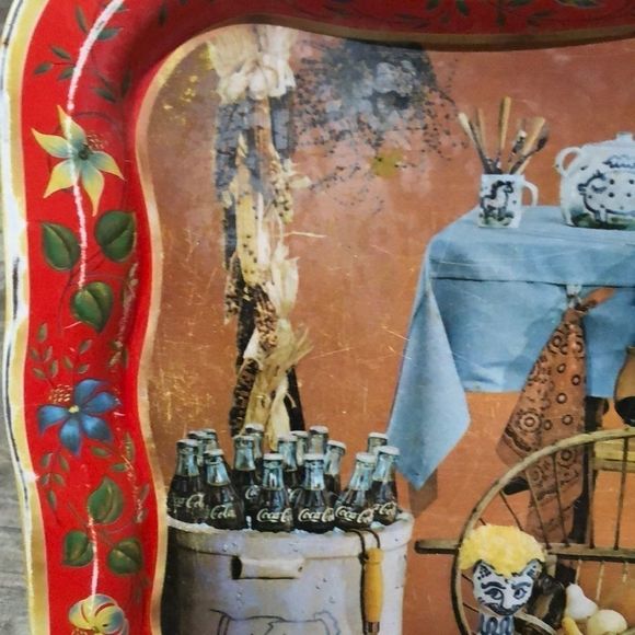 1961 Vintage Coca-Cola Fall Scene Serving Tray - Picture 4 of 6